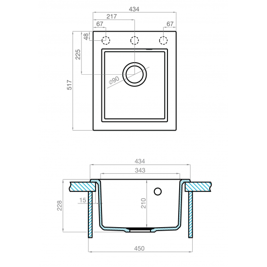 Мойка для кухни АКВАТОН Линеа 43 434х517 мм, жемчуг