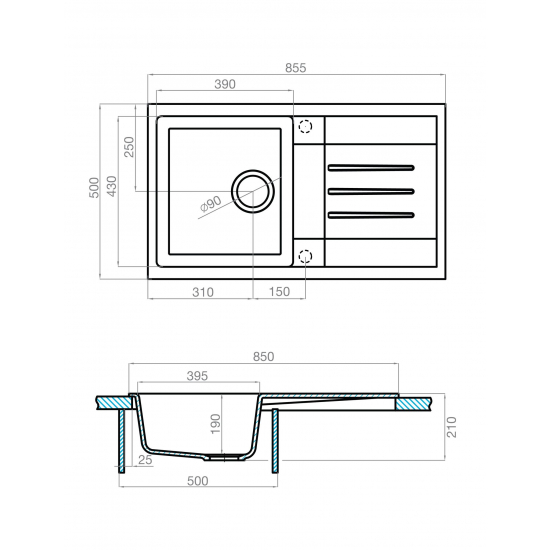 Мойка для кухни АКВАТОН Верона 85 855х500 мм, латте