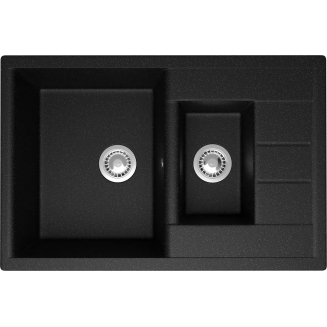 Мойка для кухни DOMACI Болонья М-210 1.5 чаши+крыло 755х500 мм, чёрный