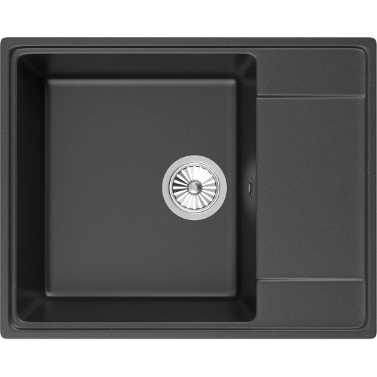 Мойка для кухни DOMACI Солерно DP 605 чаша+крыло 605х485 мм кварцевая, уголь