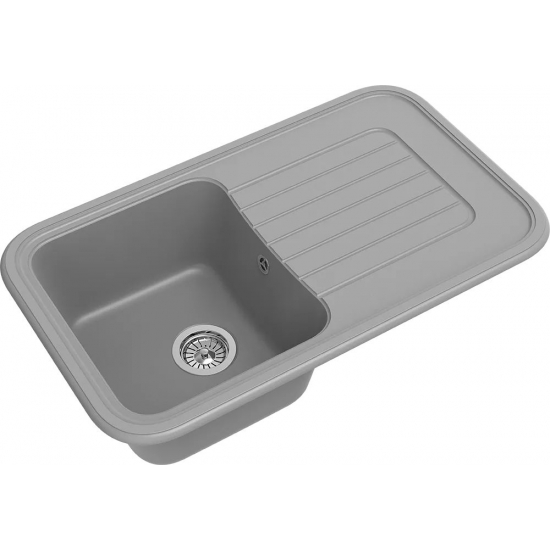 Мойка для кухни EWIGSTEIN Antik 60F 1 чаша+крыло 850х505мм кварцевая, серый металлик