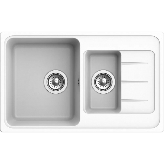 Мойка для кухни EWIGSTEIN Elegant 60KF 773х475 1.5 чаши+крыло кварцевая, иней