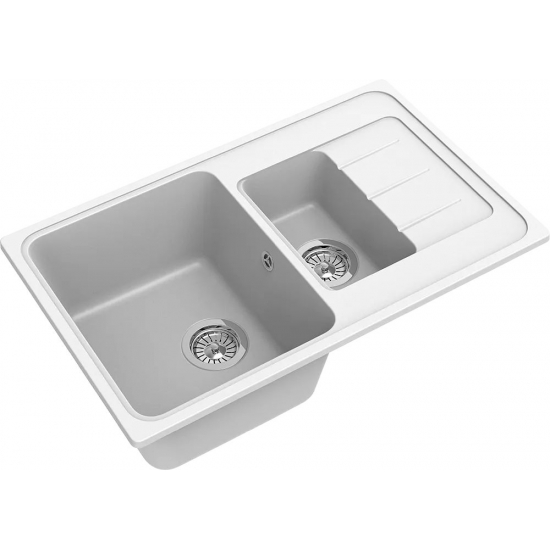 Мойка для кухни EWIGSTEIN Elegant 60KF 773х475 1.5 чаши+крыло кварцевая, иней