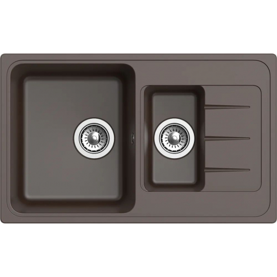 Мойка для кухни EWIGSTEIN Elegant 60KF 773х475 1.5 чаши+крыло кварцевая, шоколад