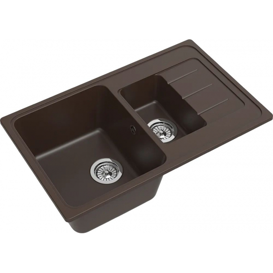Мойка для кухни EWIGSTEIN Elegant 60KF 773х475 1.5 чаши+крыло кварцевая, шоколад