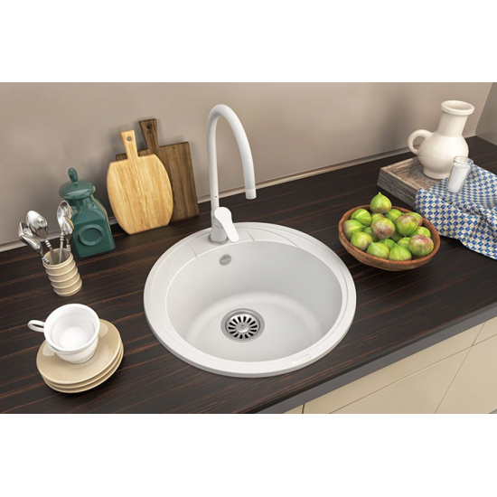 Мойка для кухни EWIGSTEIN Elegant R45 1 чаша D=480 кварцевая, иней