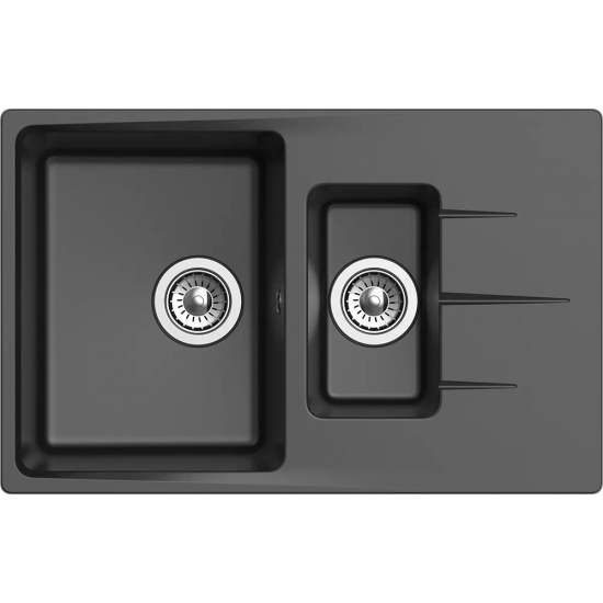 Мойка для кухни EWIGSTEIN Gerd 60KF 1,5 чаши+крыло 777х495мм кварцевая, антрацит