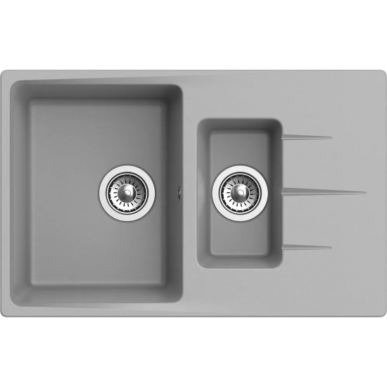 Мойка для кухни EWIGSTEIN Gerd 60KF 1,5 чаши+крыло 777х495мм кварцевая, серый металлик