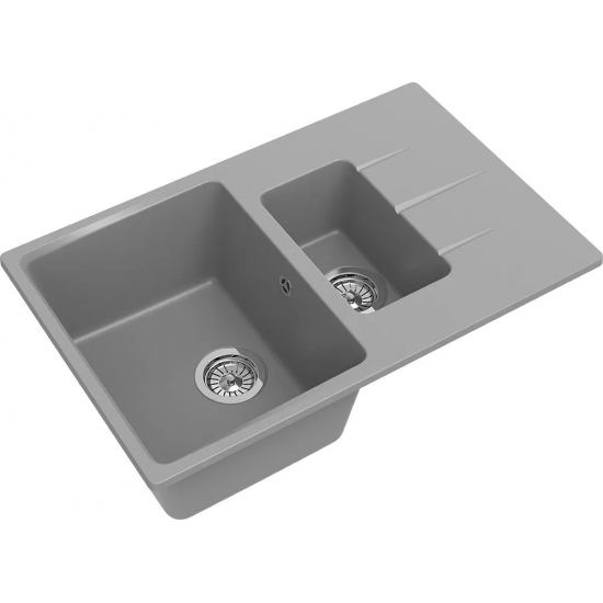 Мойка для кухни EWIGSTEIN Gerd 60KF 1,5 чаши+крыло 777х495мм кварцевая, серый металлик