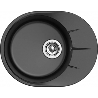 Мойка для кухни EWIGSTEIN Rund 45F 1 чаша+крыло 570х444мм кварцевая, чёрный