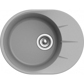 Мойка для кухни EWIGSTEIN Rund 45F 1 чаша+крыло 570х444мм кварцевая, серый металлик
