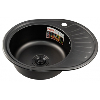 Мойка для кухни FABIA 9563 570х450x0,8 мм нержавеющая сталь левая, графит