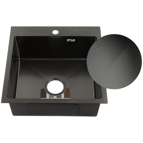 Мойка для кухни FABIA Profi 50503DG 500х500x3 мм с корзиной, графит ДЕКОР