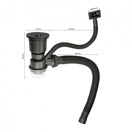 Мойка для кухни FABIA Profi 50503DG 500х500x3 мм с корзиной, графит ДЕКОР