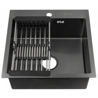 Мойка для кухни FABIA Profi 50503G 500х500x3 мм с корзиной, графит