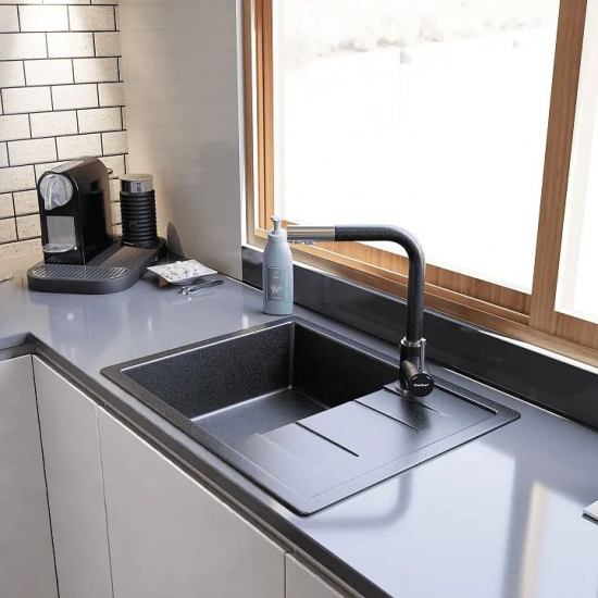 Мойка для кухни GRANFEST Quadro 650L чаша+крыло 650х500 мм, бежевый