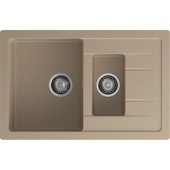 Мойка для кухни GRANFEST Quadro 775KL 1.5 чаши+крыло 765х495 мм, песочный