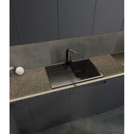 Мойка для кухни GRANFEST Quadro 780L чаша+крыло 770х495 мм, чёрный