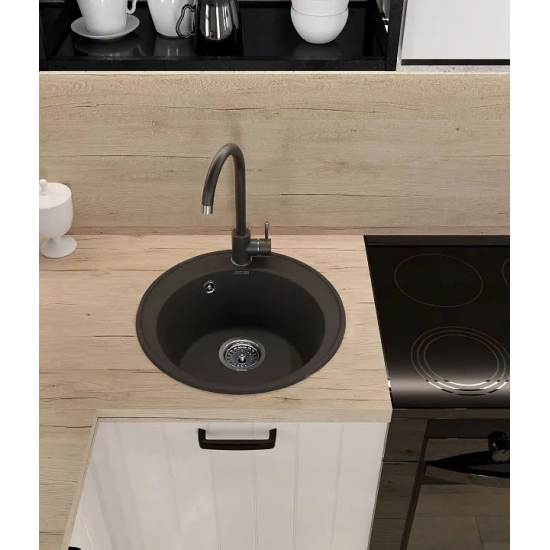Мойка для кухни GRANFEST Quarz(ECO) Z08 D479 мм кварцевая, чёрный