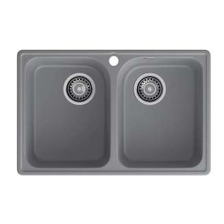 Мойка для кухни GRANFEST Quarz(ECO) Z15 2 чаши 737х478 мм кварцевая, тёмно-серый
