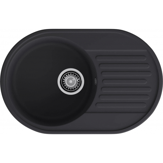 Мойка для кухни GRANFEST Quarz(ECO) Z18 чаша+крыло 737х478 мм кварцевая, чёрный