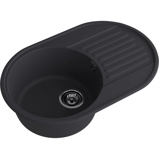 Мойка для кухни GRANFEST Quarz(ECO) Z18 чаша+крыло 737х478 мм кварцевая, чёрный