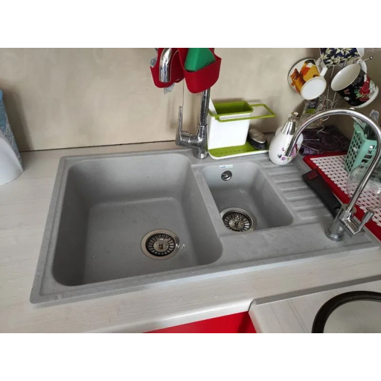 Мойка для кухни GRANFEST Quarz(ECO) Z21K 1.5 чаши+крыло 737х478 мм кварцевая, серый