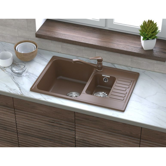 Мойка для кухни GRANFEST Quarz(ECO) Z21K 1.5 чаши+крыло 737х478 мм кварцевая, терракот