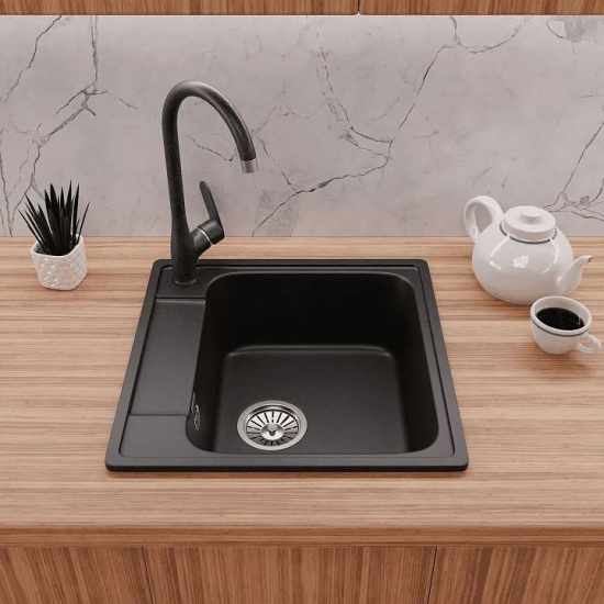 Мойка для кухни GRANFEST Quarz(ECO) Z48 478х478 мм кварцевая, чёрный