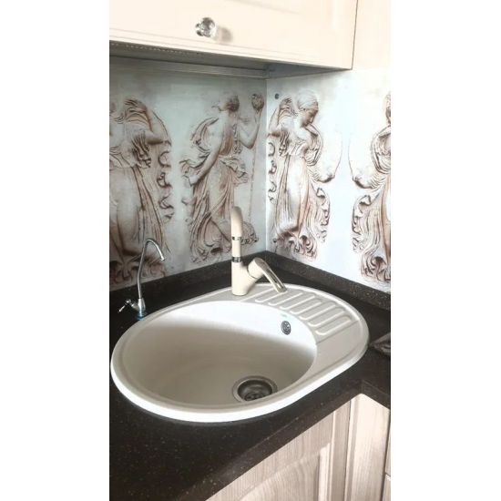 Мойка для кухни GRANFEST Quarz(ECO) Z58 чаша+крыло 617х480 мм кварцевая, белый