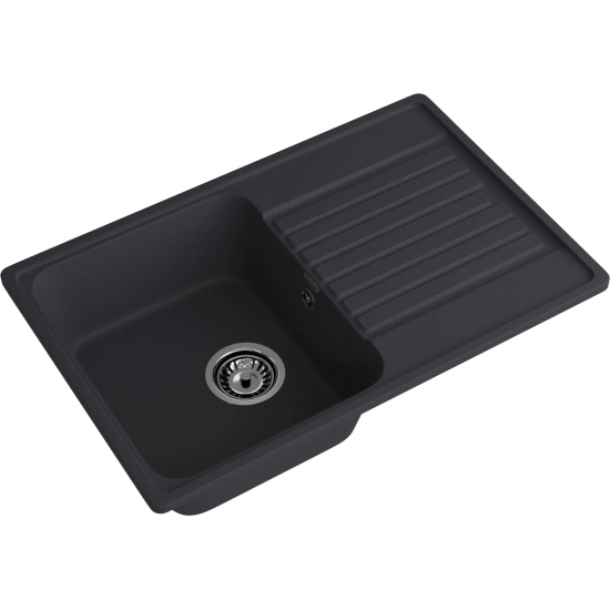 Мойка для кухни GRANFEST Quarz(ECO) Z78 чаша+крыло 736х476 мм кварцевая, чёрный