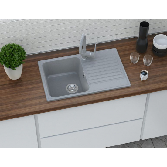Мойка для кухни GRANFEST Quarz(ECO) Z78 чаша+крыло 736х476 мм кварцевая, серый