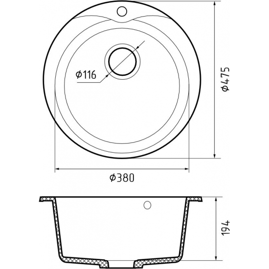 Мойка для кухни GRANFEST Rondo 480 D475 мм, топаз