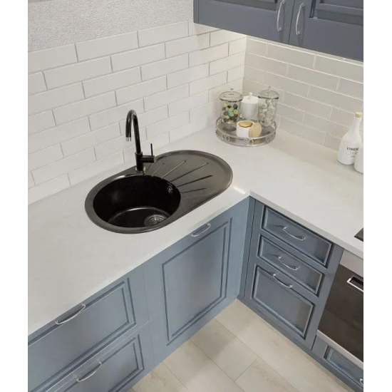 Мойка для кухни GRANFEST Rondo 750L чаша+крыло 746х455 мм, чёрный