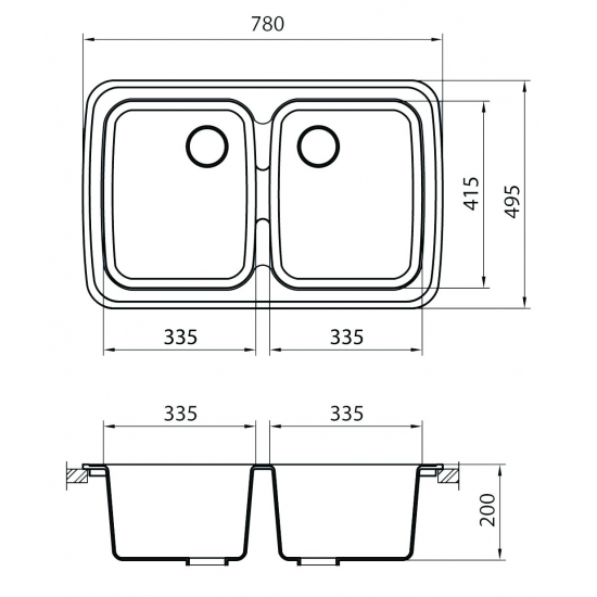 Мойка для кухни GRANICOM G-004 2 чаши 780х495 мм, жасмин