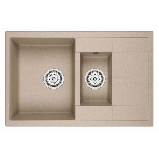 Мойка для кухни GRANULA 7802 1.5 чаши+крыло 780х500 кварцевая, песок