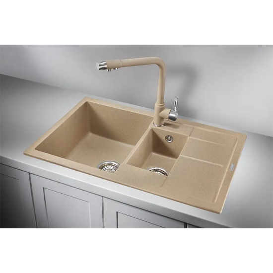 Мойка для кухни GRANULA 7802 1.5 чаши+крыло 780х500 кварцевая, песок