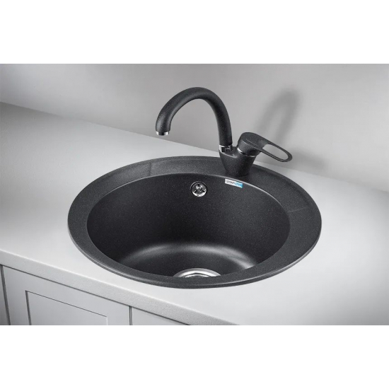 Мойка для кухни GRANULA СтандАРТ 4802 D=480 мм кварцевая, чёрный