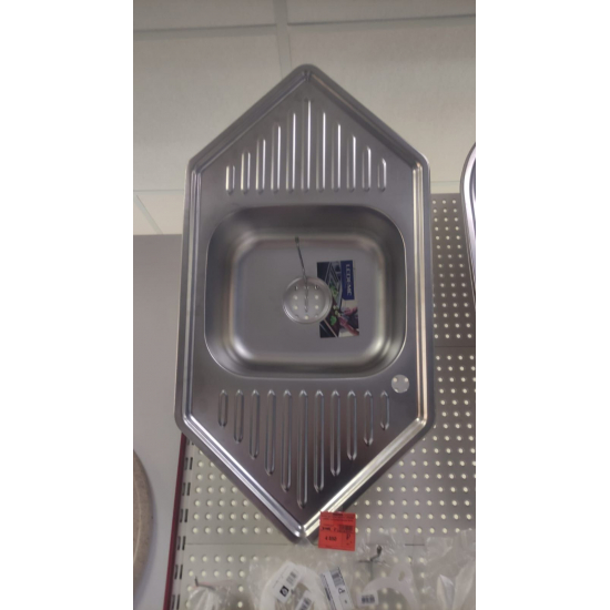 Мойка для кухни LEDEME L69550 950х500x0,8 мм угловая, нержавеющая сталь, декор