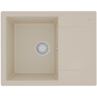 Мойка для кухни LEMARK Imandra 640 чаша+крыло 640х500 мм кварцевая, бежевый