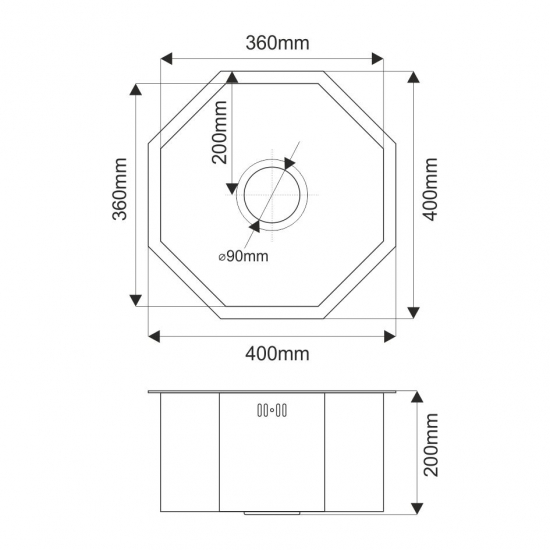 Мойка для кухни MELANA ProfLine D400BR 400х400x3 мм, фигурная, бронза