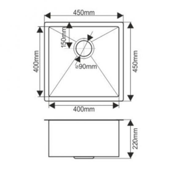 Мойка для кухни MELANA ProfLine D4545HG 450х450x3 мм, золото