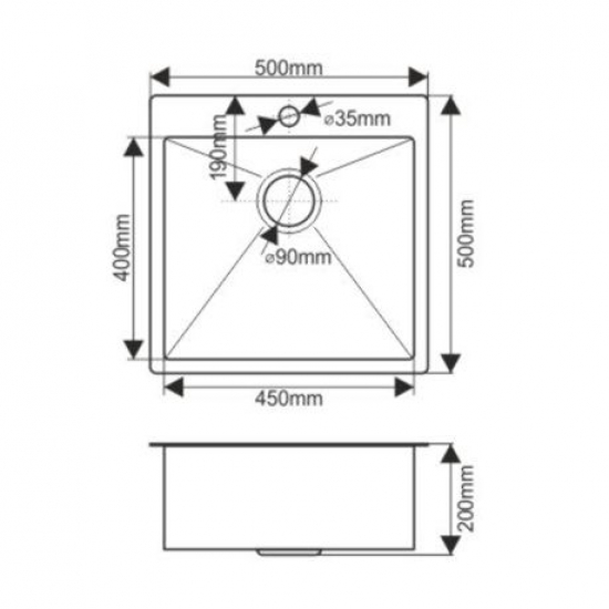 Мойка для кухни MELANA ProfLine D5050HG 500х500x3 мм, золото