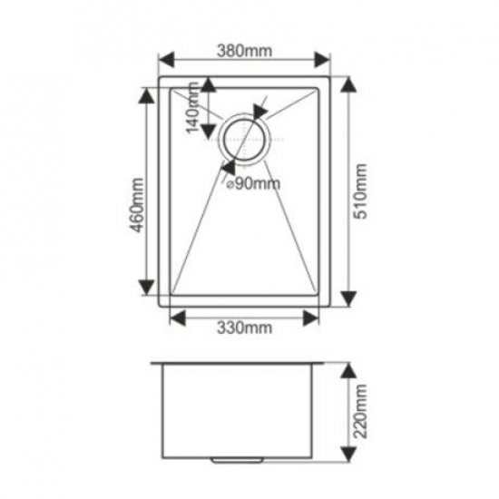 Мойка для кухни MELANA ProfLine D5138HG 380х510x3 мм, золото