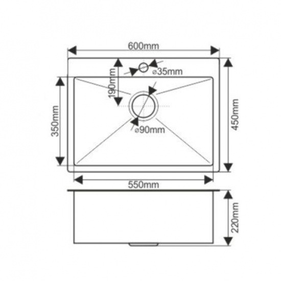 Мойка для кухни MELANA ProfLine D6045HG 600х450x3 мм, золото