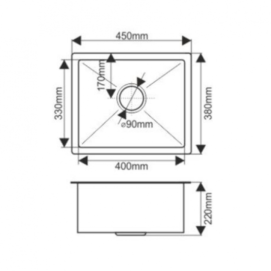 Мойка для кухни MELANA ProfLine H4538 450х380x3 мм, с коландером, сатин