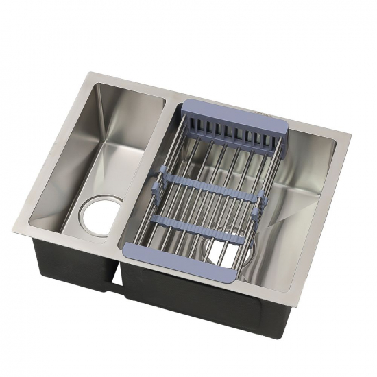 Мойка для кухни MELANA ProfLine H57544 575х440x3 мм двухчашевая, с коландером, сатин