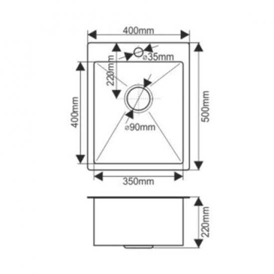 Мойка для кухни MELANA ProfLine Н4050 400х500x3 мм, с коландером, сатин