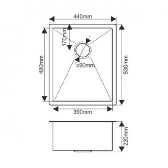 Мойка для кухни MELANA ProfLine Н4453 440х530x3 мм, с коландером, сатин