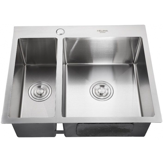 Мойка для кухни MELANA ProfLine Н6151S 610х510x3 мм двухчашевая, с коландером, сатин